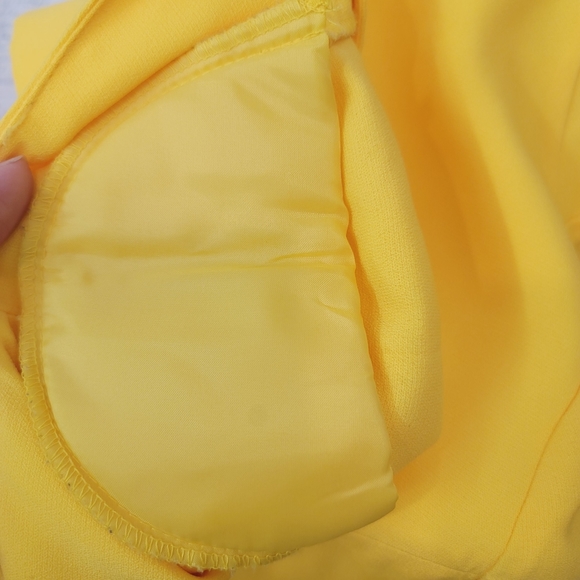 💕 Metro Style Yellow Cap Sleeves Mini Sheath Dress Women's Size 6 Petite - Picture 2 of 10